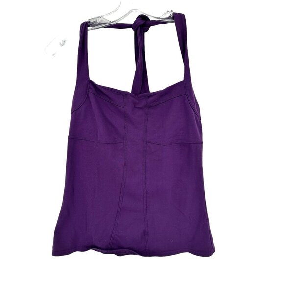 Athleta Sizzle Halter Sport Tunic‎ Top Purple Yoga Barre Built-In Bra Medium - Picture 1 of 8